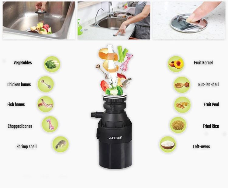 110V 220V 1HP CE/CB/RoHS Kitchen Garbage Disposal Sink Food Waste Disposer